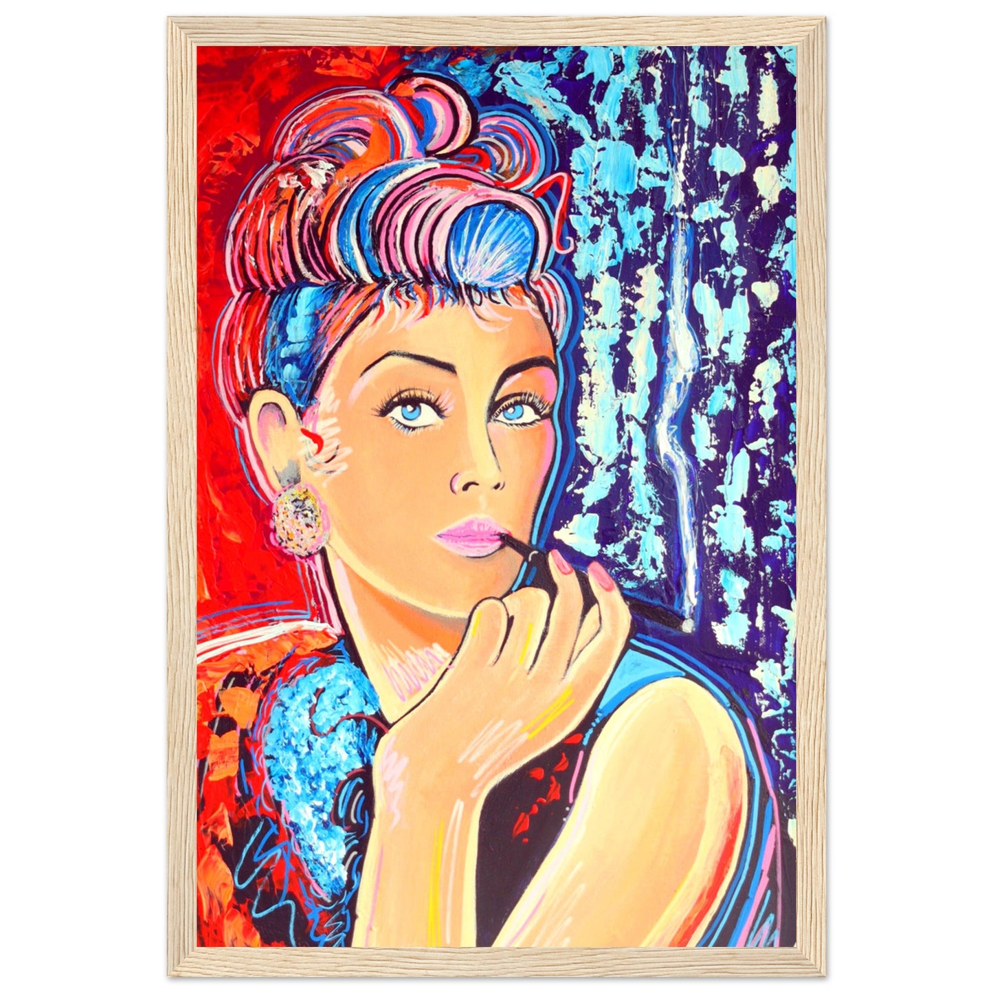 Breakfast at Tiffany's is a open edition framed wall art print by Irish Artist Ó Maoláin, it depicts the movie star Audrey Hepburn and it reminds us of the old romantic ideals of Hollywood, wrapped up in 1960s glitz and glam.