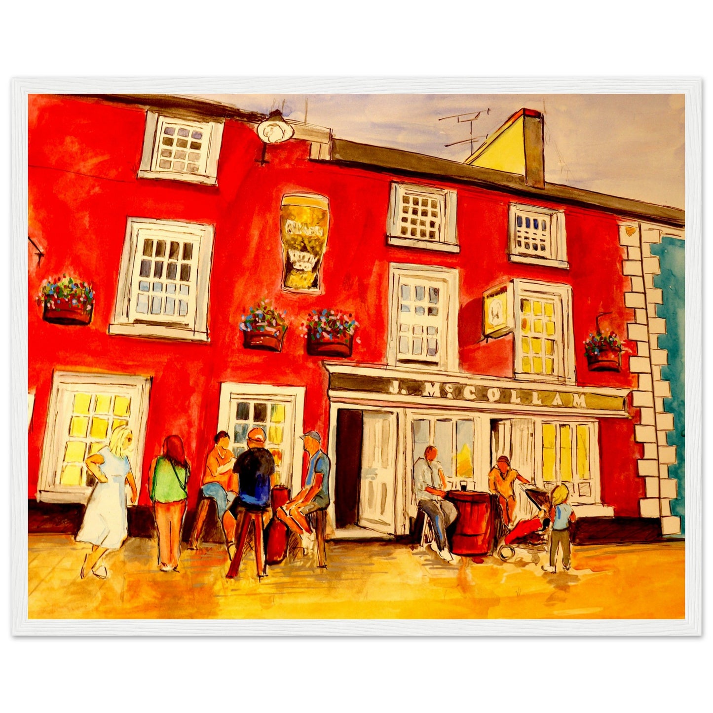 Johnny Joe's Pub Cushendall Art Print 40x50cm / 16x20″ – room setting display | Buy Irish Art