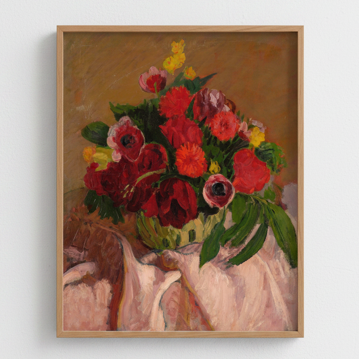 Mixed Flowers on Pink Cloth by Roderic O'Conor art print, frame detail