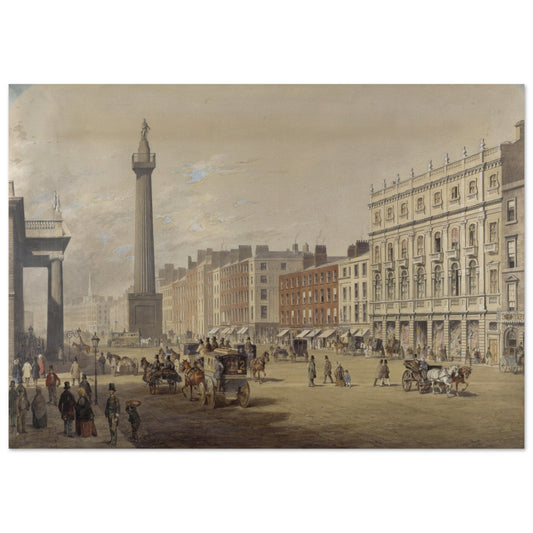 Sackville Street, Dublin By Irish Artist Michael Angelo Hayes Museum Quality Art Print – framed print close-up | Buy Irish Art
