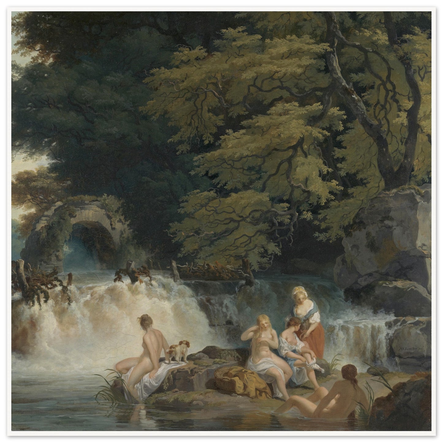Nymphs Bathing, a View of the Salmon Leap at Leixlip The Salmon Leap (1783) – Museum Quality Reproduction Print – room setting display | Buy Irish Art