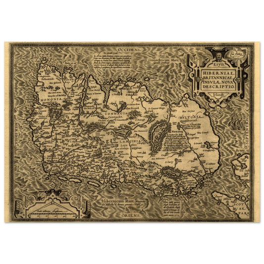 Hiberniae, Britannicae Insvlae nova descripto Ireland Map Print – framed print close-up | Buy Irish Art