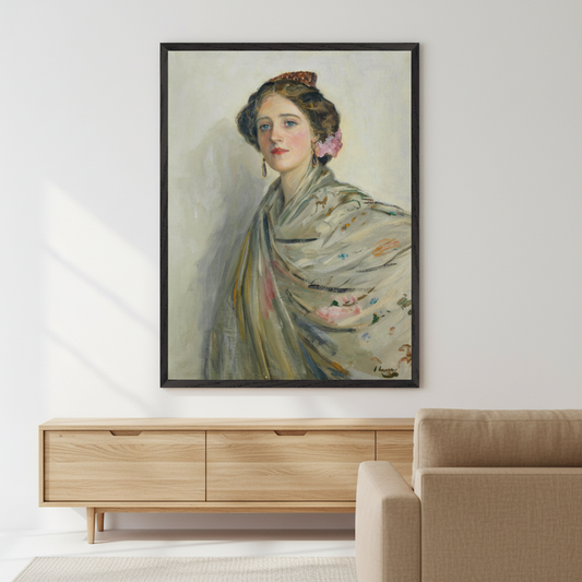 A Fair Spaniard, Mrs Chowne by Sir John Lavery art print – framed print view | Buy Irish Art