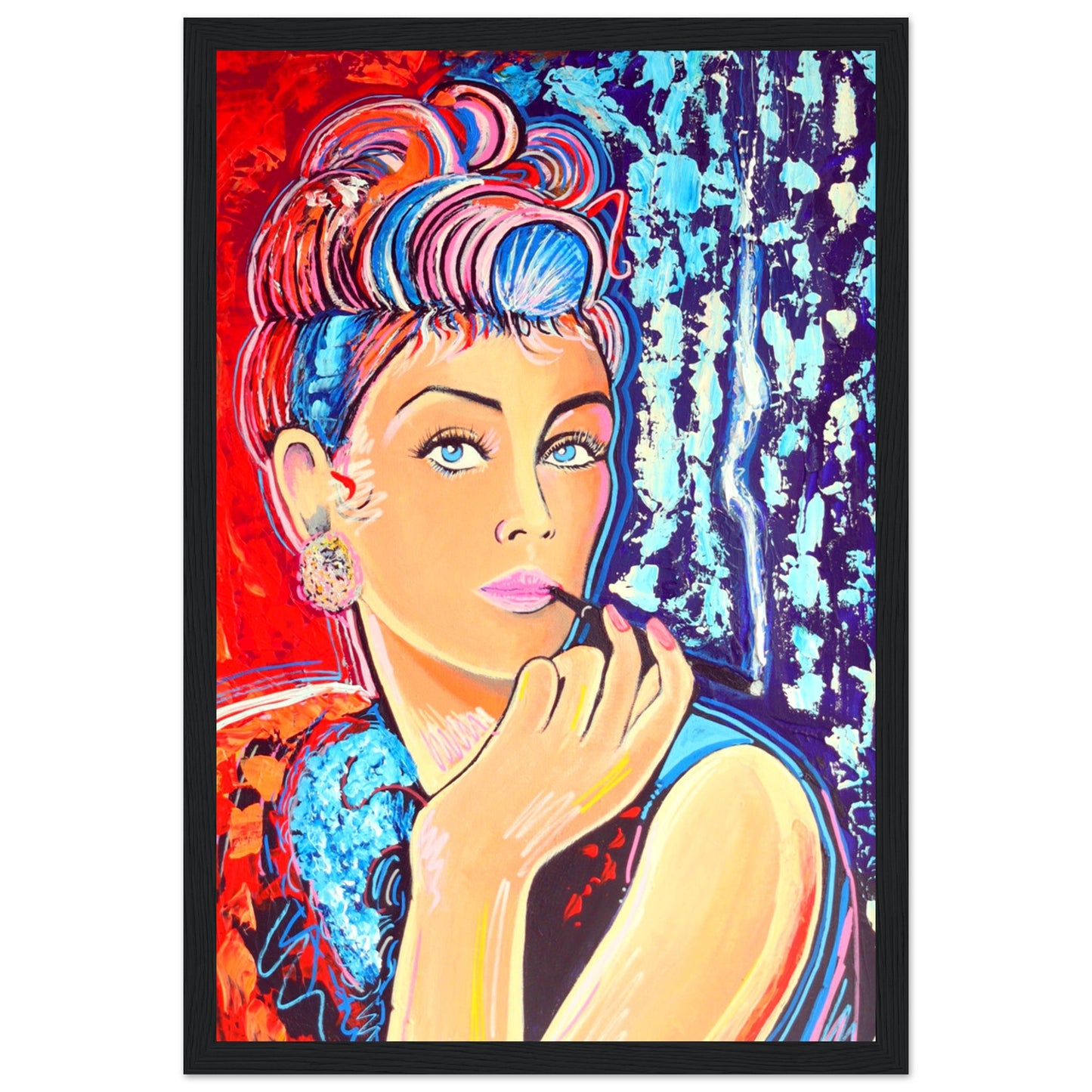Breakfast at Tiffany's is a open edition framed wall art print by Irish Artist Ó Maoláin, it depicts the movie star Audrey Hepburn and it reminds us of the old romantic ideals of Hollywood, wrapped up in 1960s glitz and glam.