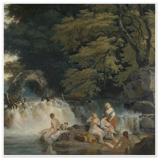 Nymphs Bathing, a View of the Salmon Leap at Leixlip The Salmon Leap (1783) – Museum Quality Reproduction Print – framed print close-up | Buy Irish Art