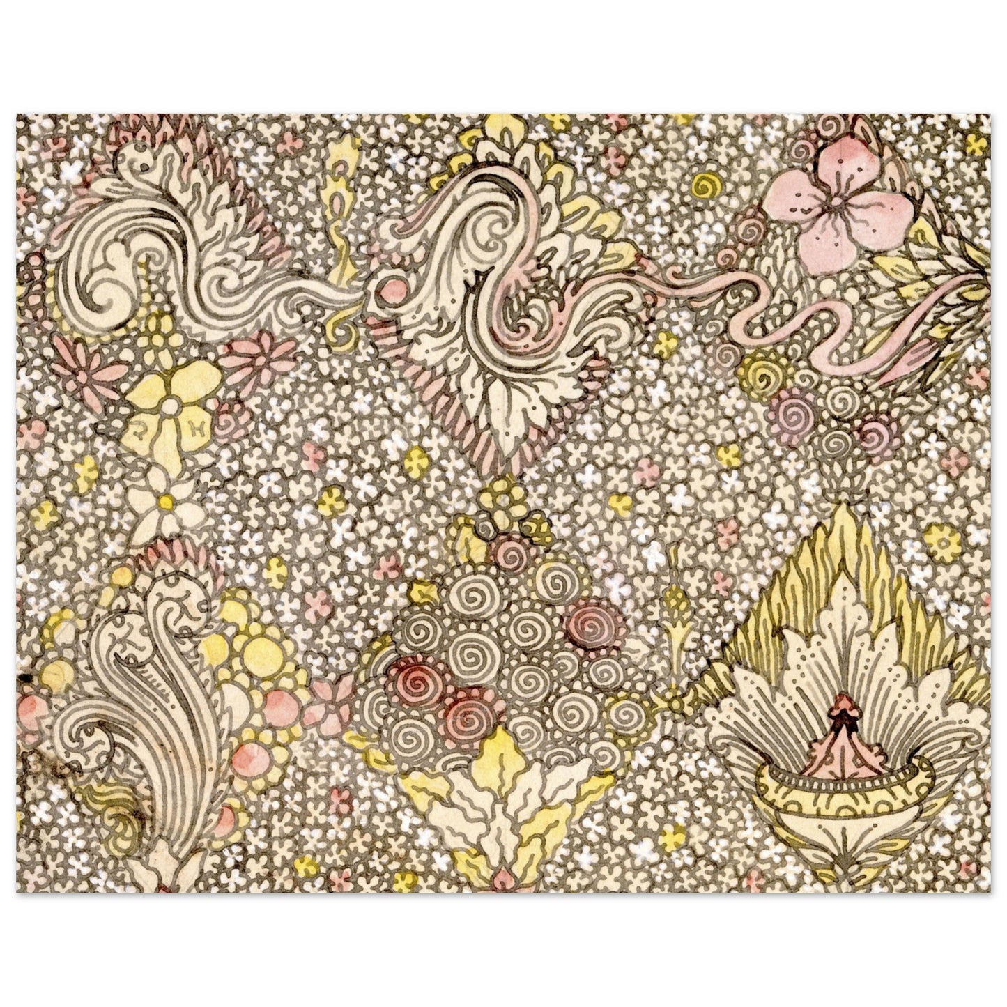 Floral Textile Design Art Print by Irish Artist Harry Clarke – view 9 | Buy Irish Art