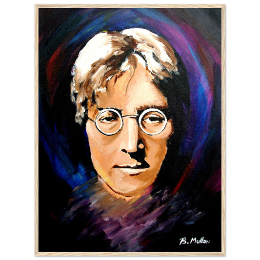 John Lennon Portrait Framed Wall Art Print by Irish Artist – framed print close-up | Buy Irish Art