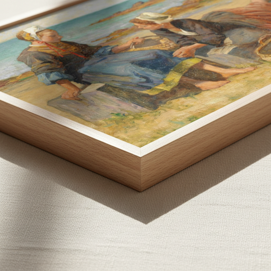 Breton Girls On a Beach By Irish Artist Aloysius O'Kelly Art Print