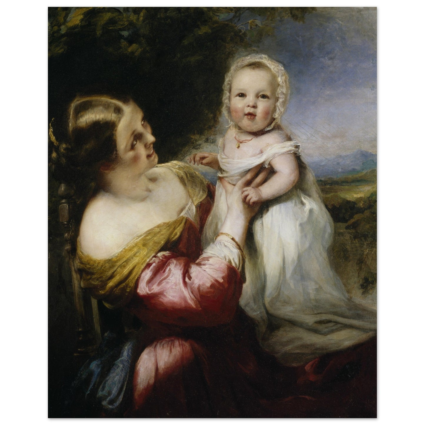 Young Mother’s Pastime (1844) by Richard Rothwell Print 40×50 cm 16×20″ – framed print close-up | Buy Irish Art