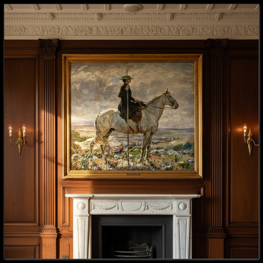 The Amazon John Lavery print shown framed in black – Irish art gift, museum quality