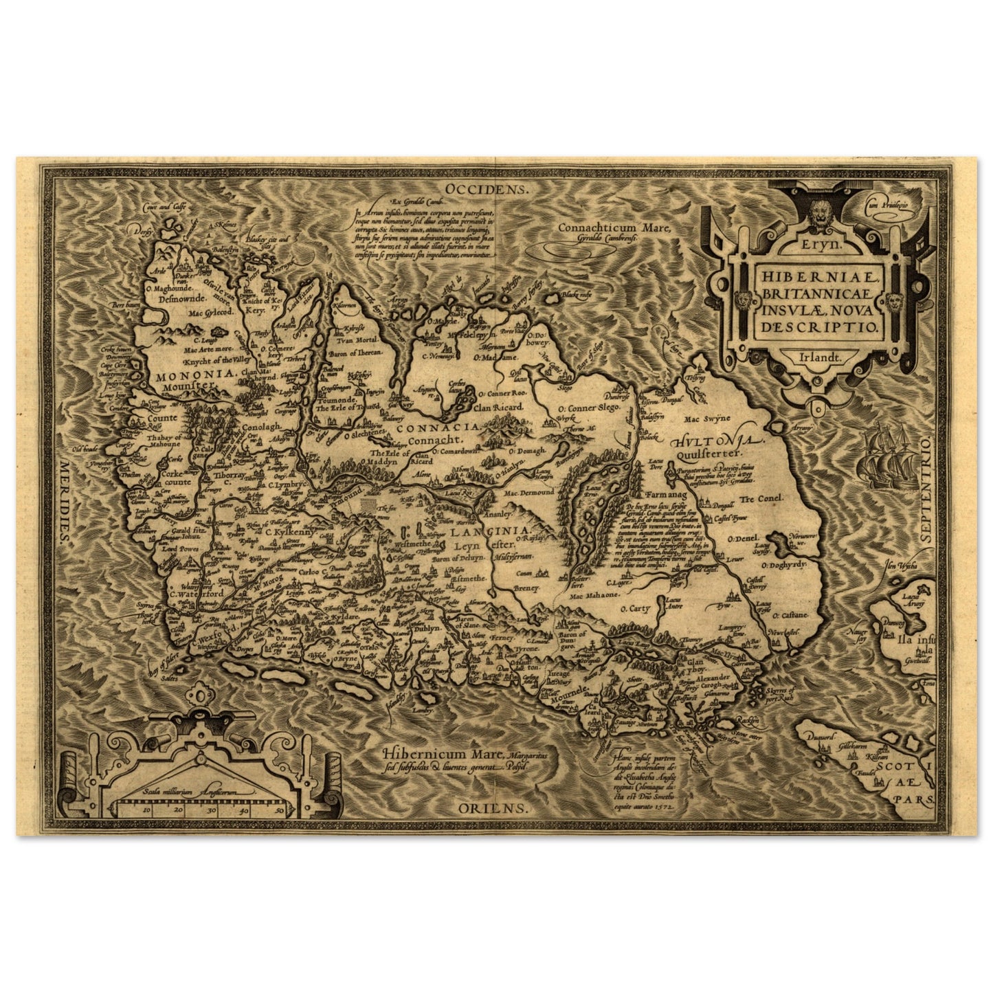 Hiberniae, Britannicae Insvlae nova descripto Ireland Map Print – room setting display | Buy Irish Art