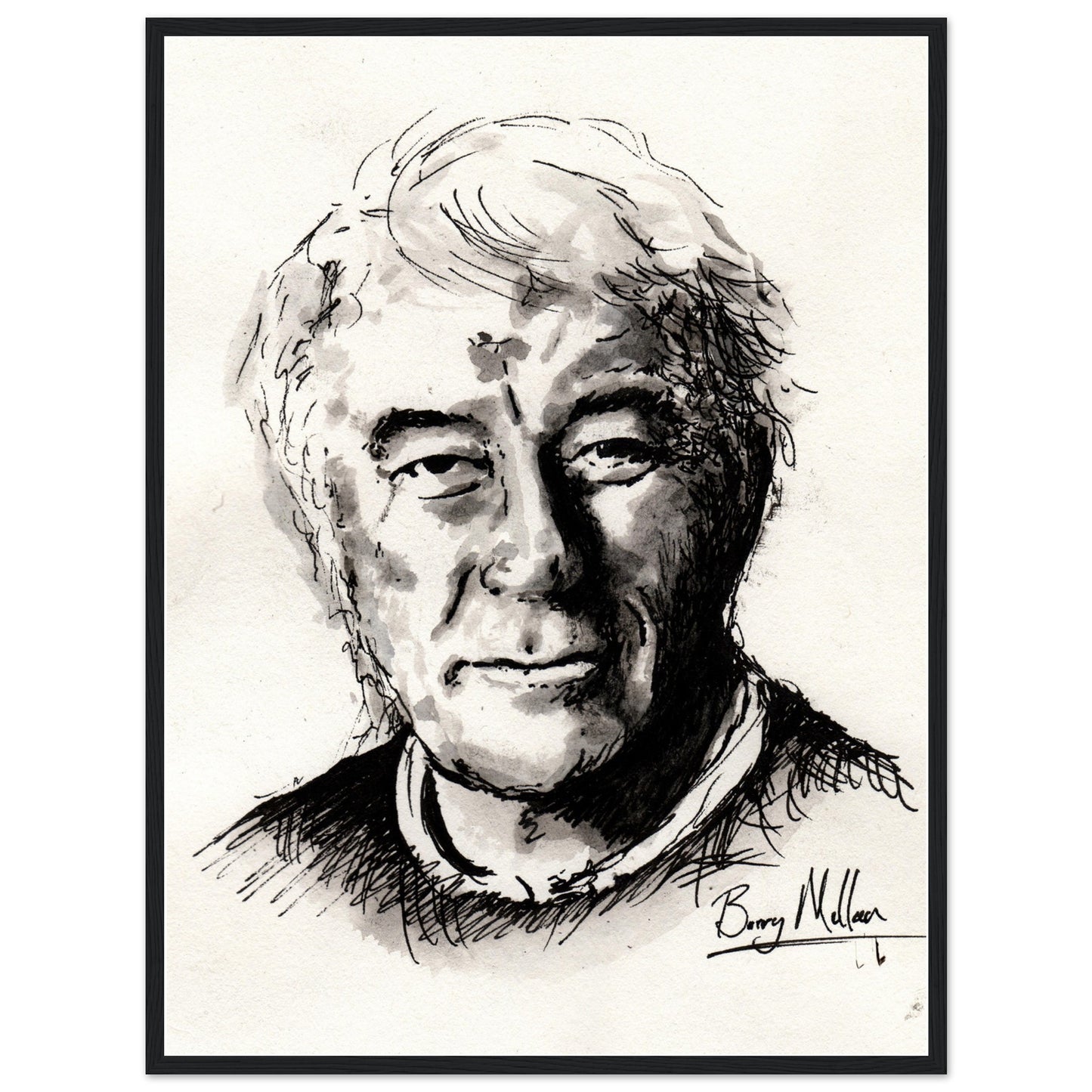 Irish Poet, Seamus Heaney, Black and White Portrait Framed Art Print Poster Direct From the Artist Buy Irish Art