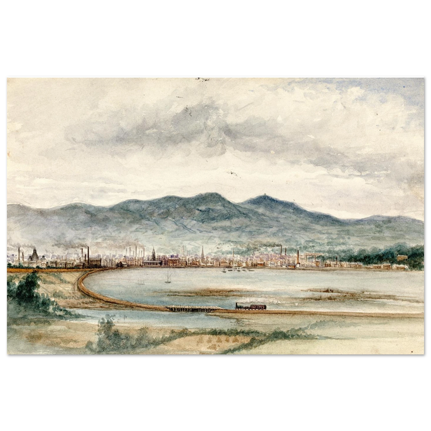 Belfast from Bunker’s Hill Art Print by Irish Artist John O'Connor – room setting display | Buy Irish Art
