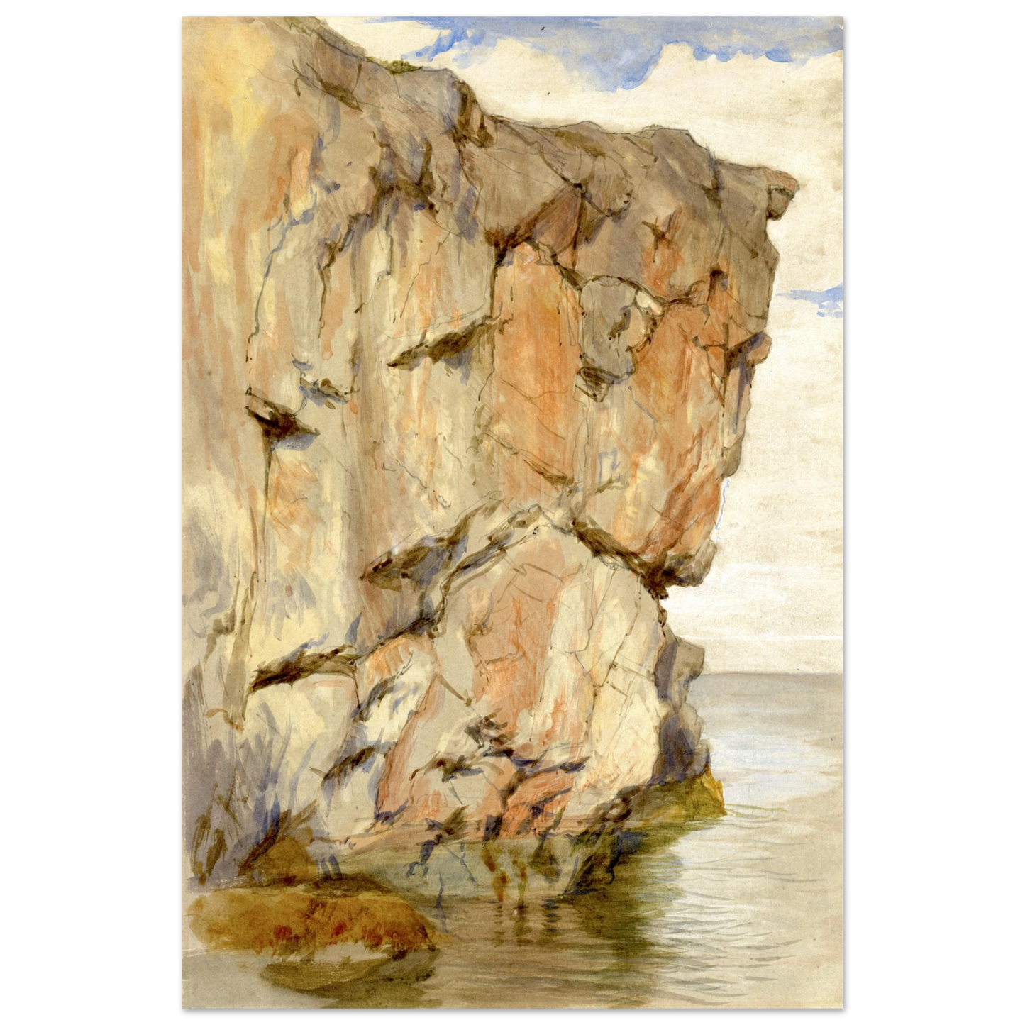 A Cliff at Howth, County Dublin Drawings by Irish Artist Frederic William Burton – detail view | Buy Irish Art
