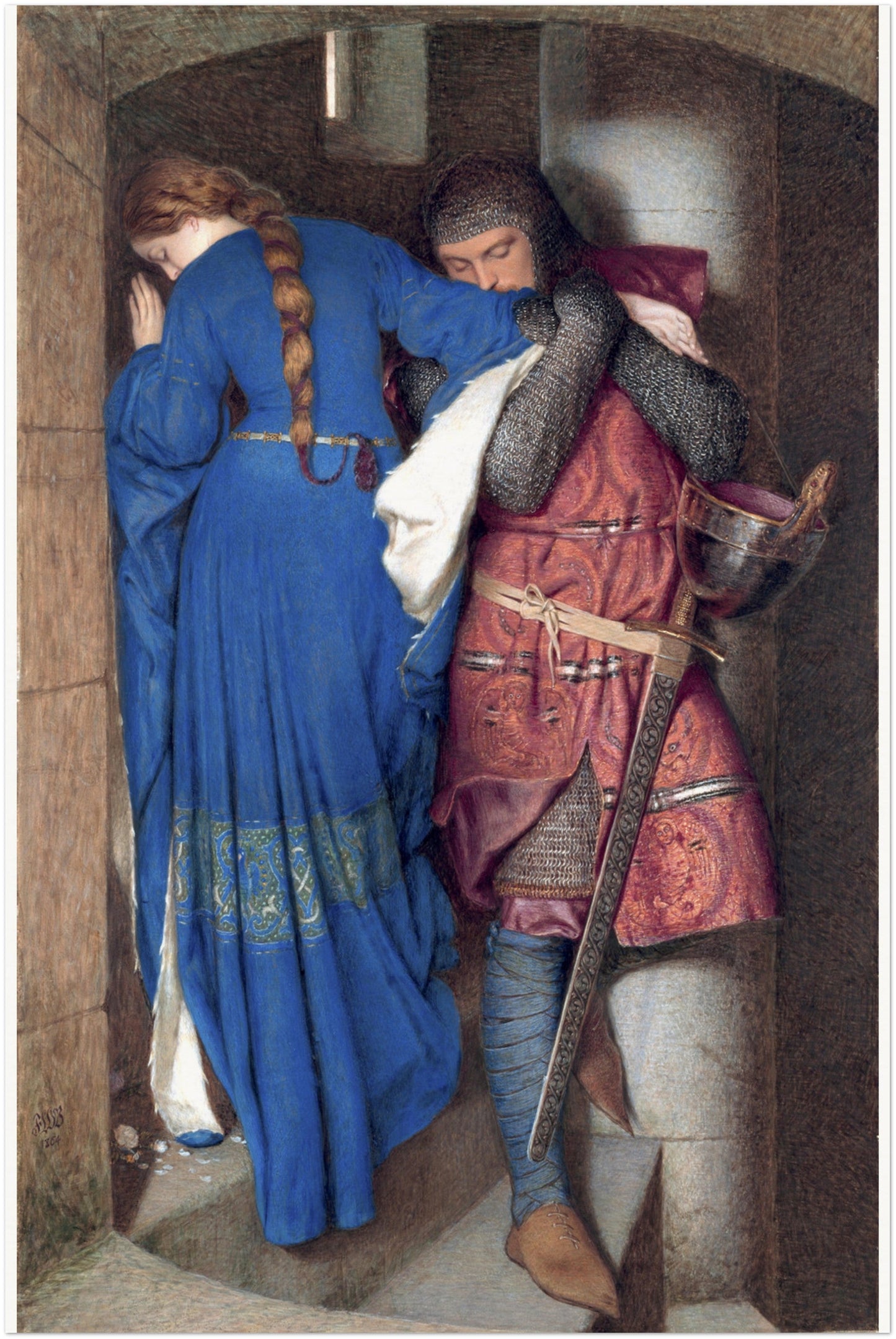 The Meeting on the Turret Stairs by Frederic William Burton, Irish art print by Buy Irish Art
