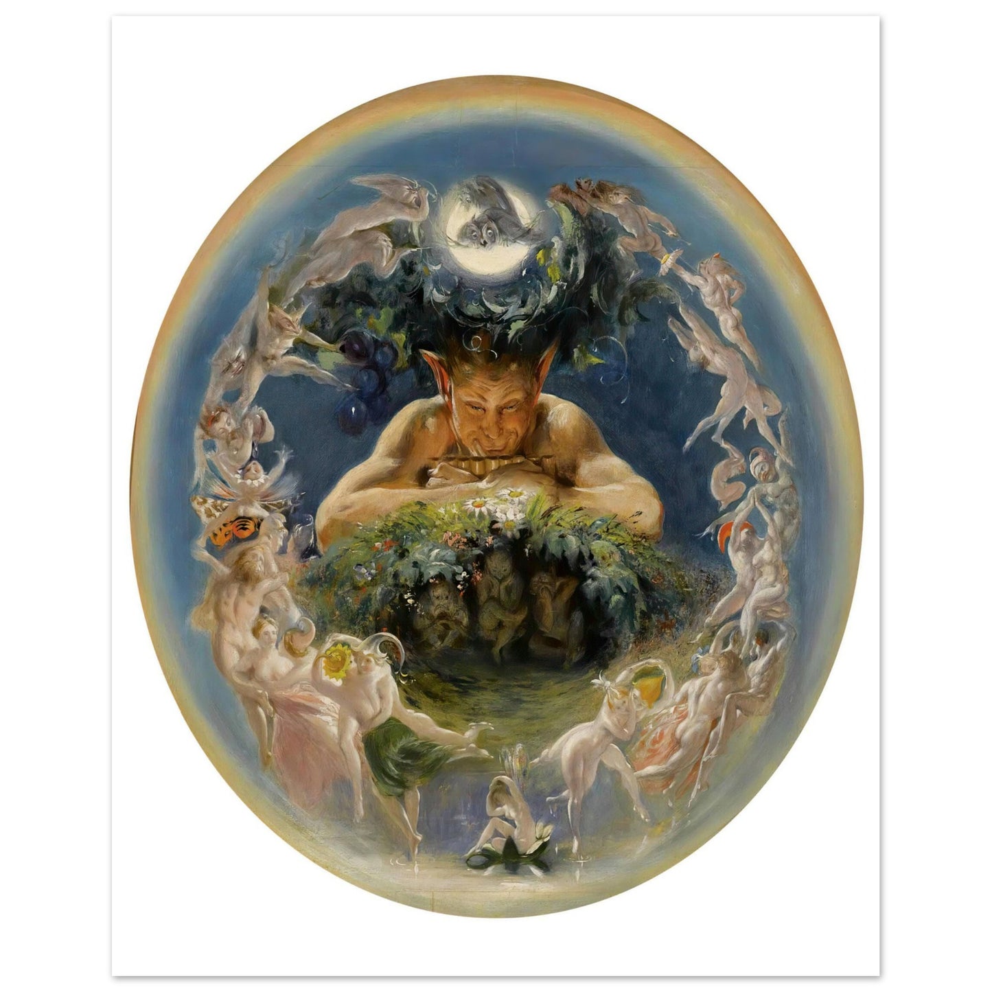 Pan and the Dancing Fairies - by Irish Artist Daniel Maclise Art Print – framed print close-up | Buy Irish Art