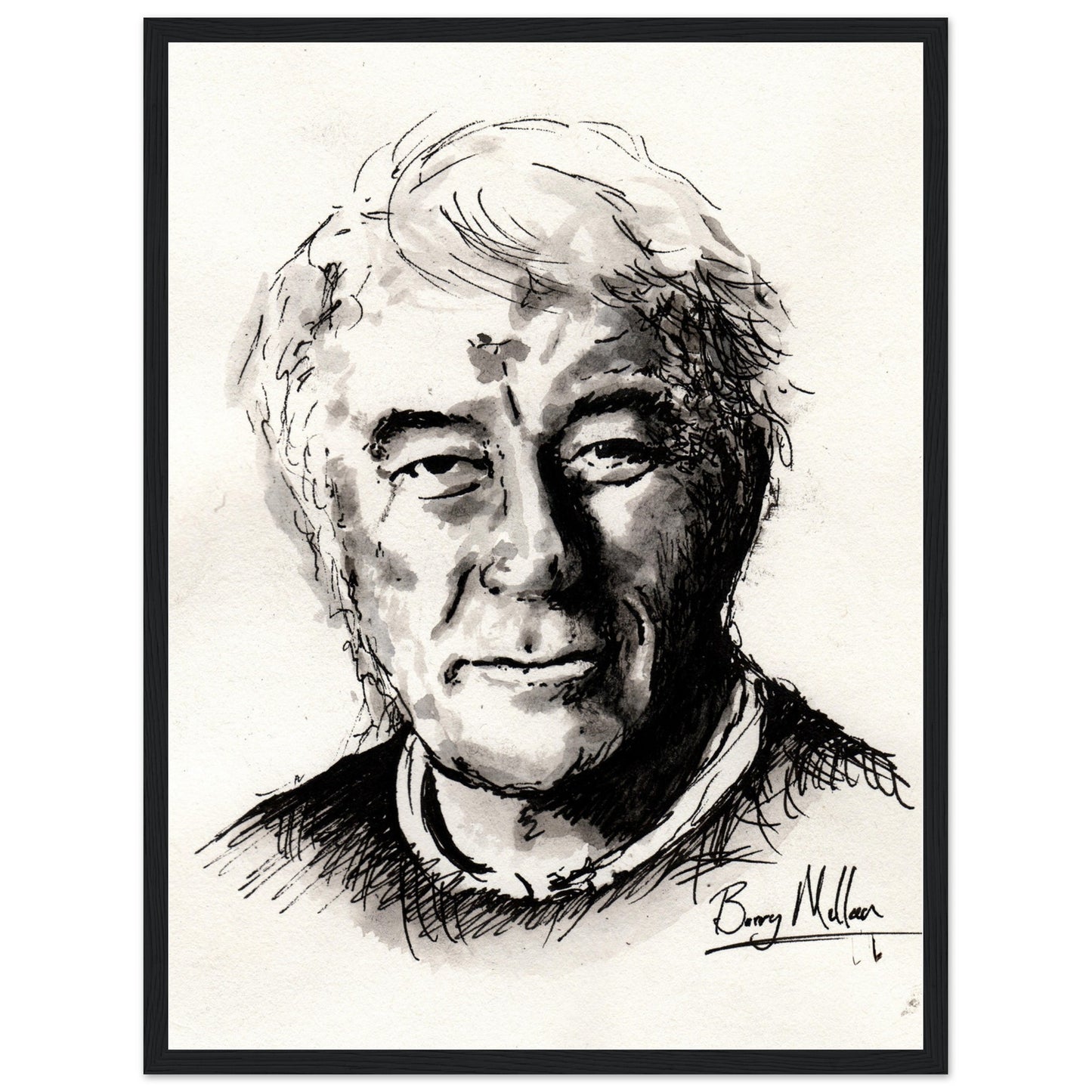 Irish Poet, Seamus Heaney, Black and White Portrait Framed Art Print Poster Direct From the Artist Buy Irish Art