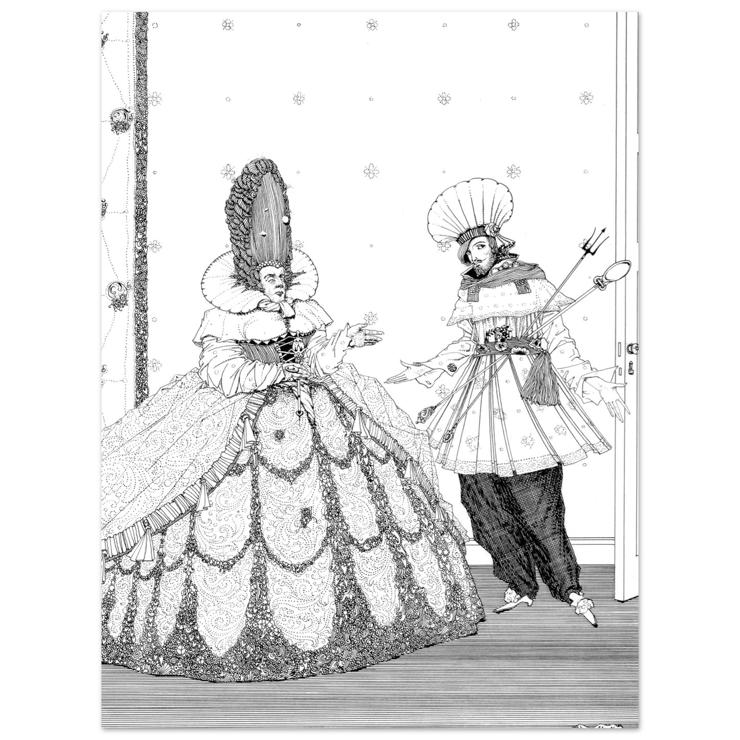 The Sleeping Beauty - The Fairy Tales of Charles Perrault by Irish Artist Harry Clarke Art Print – size comparison view | Buy Irish Art