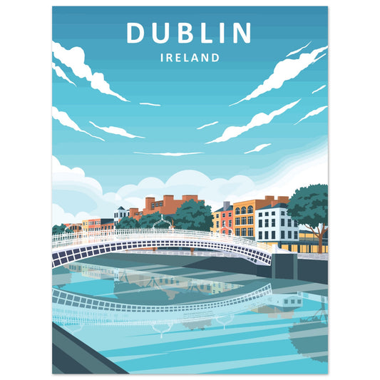 Dublin City Ireland Retro Travel Art Print Poster – framed print close-up | Buy Irish Art