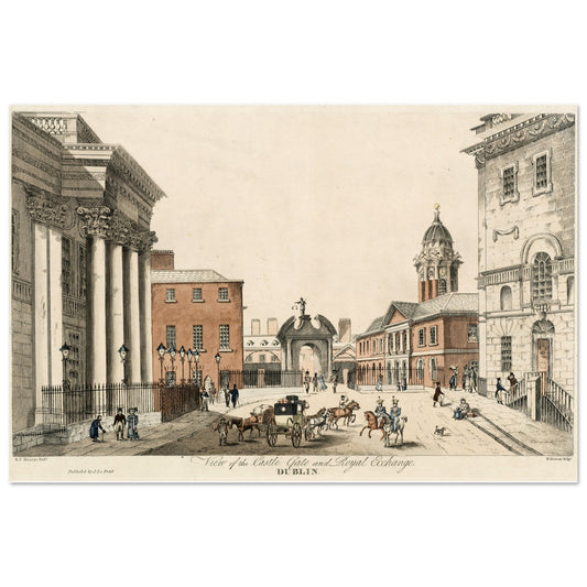 Dublin Castle Gate – Museum-Quality Reproduction Print – framed print close-up | Buy Irish Art