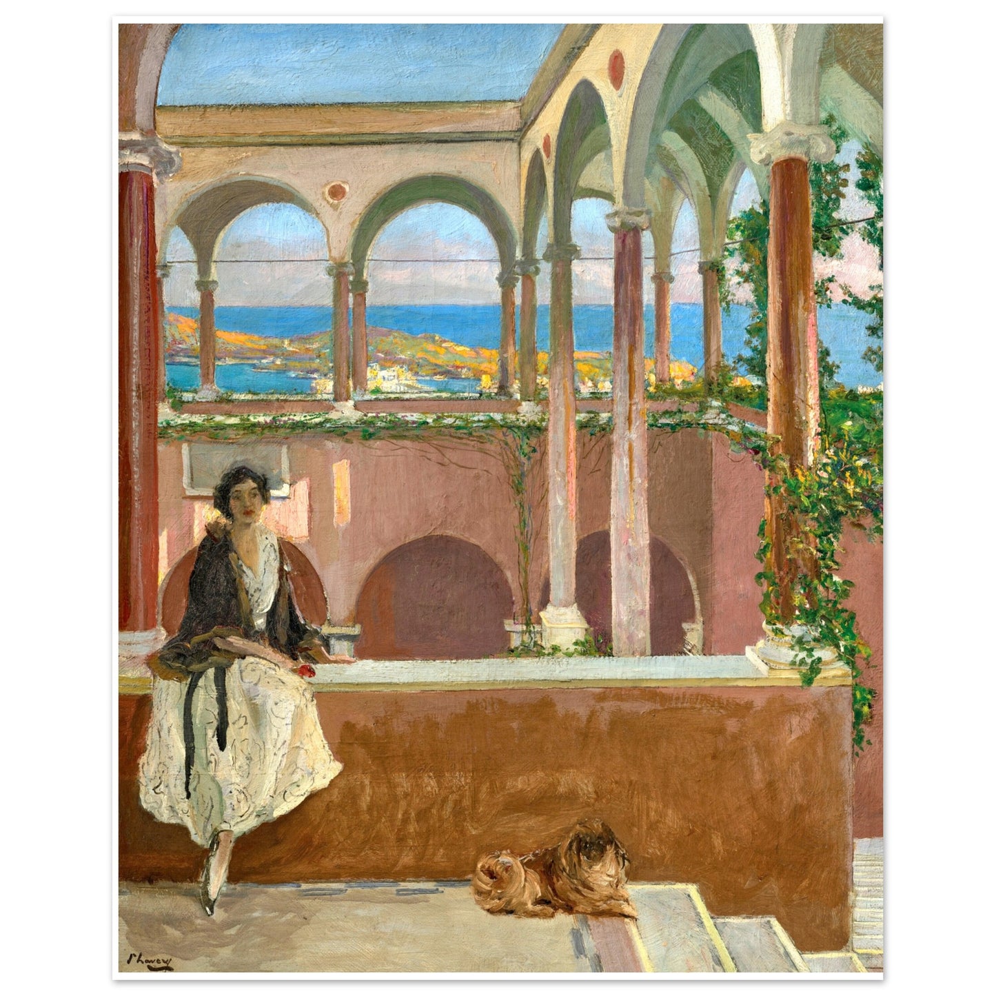 A Villa on the Riviera, John Lavery Art Print 40x50 cm / 16x20″ – framed print close-up | Buy Irish Art