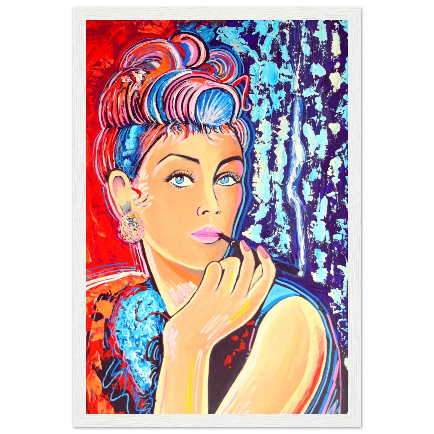 Breakfast at Tiffany's is a open edition framed wall art print by Irish Artist Ó Maoláin, it depicts the movie star Audrey Hepburn and it reminds us of the old romantic ideals of Hollywood, wrapped up in 1960s glitz and glam.
