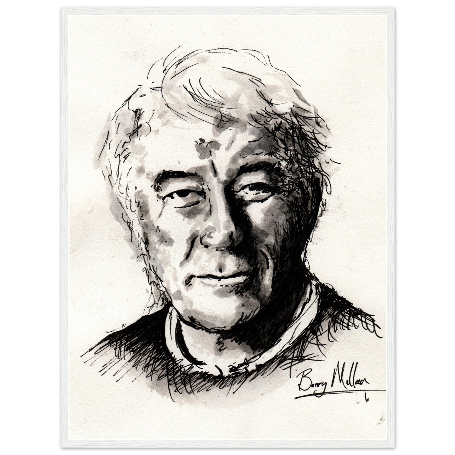 Irish Poet, Seamus Heaney, Black and White Portrait Framed Art Print Poster Direct From the Artist Buy Irish Art