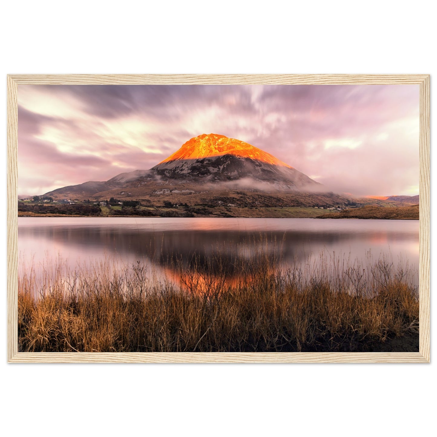Orange Glow on Mount Errigal at Sunset Ireland, Irish landscape Photography Prints Framed Photographic Print – view 6 | Buy Irish Art