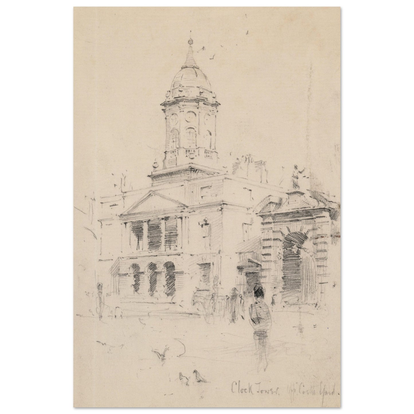 The Bedford Tower, Upper Castle Yard, Dublin by Irish Artist Rose Barton Museum Quality Art Print – room setting display | Buy Irish Art