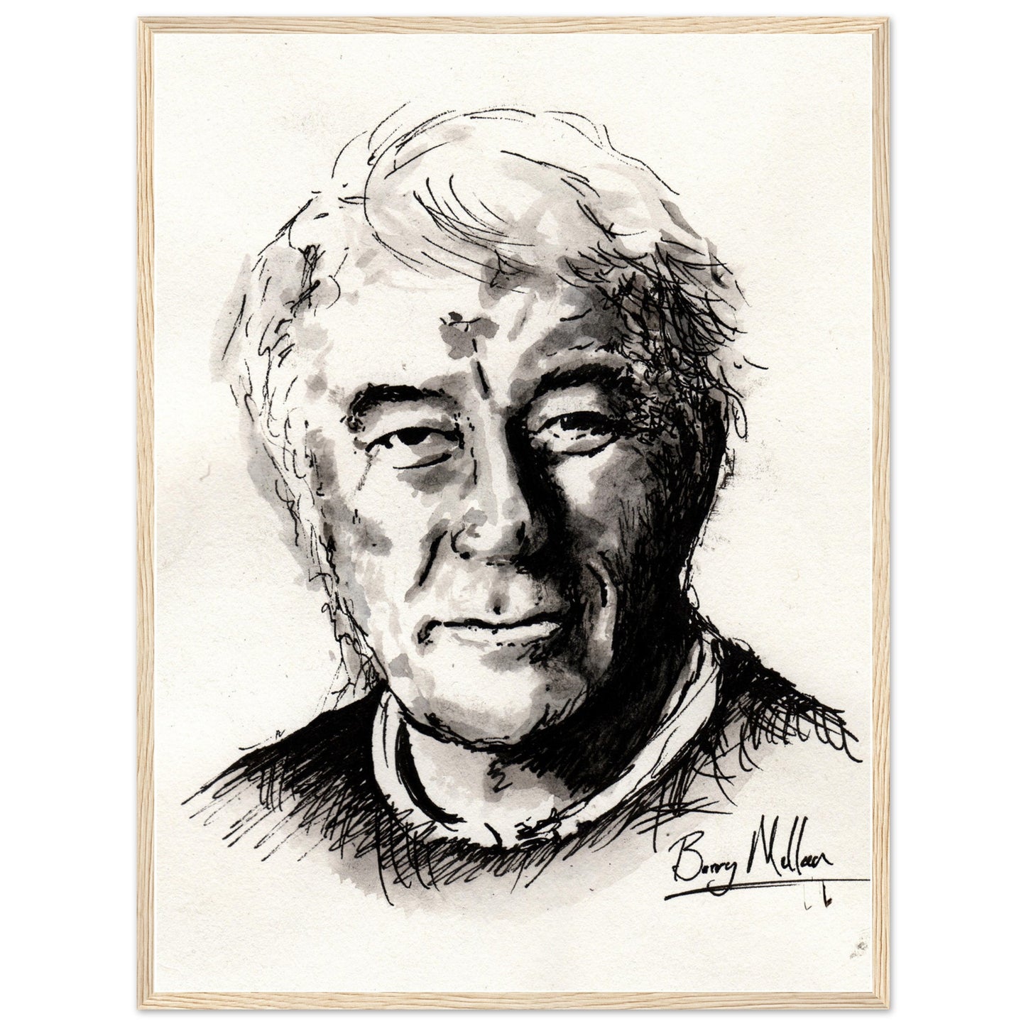 Irish Poet, Seamus Heaney, Black and White Portrait Framed Art Print Poster Direct From the Artist Buy Irish Art