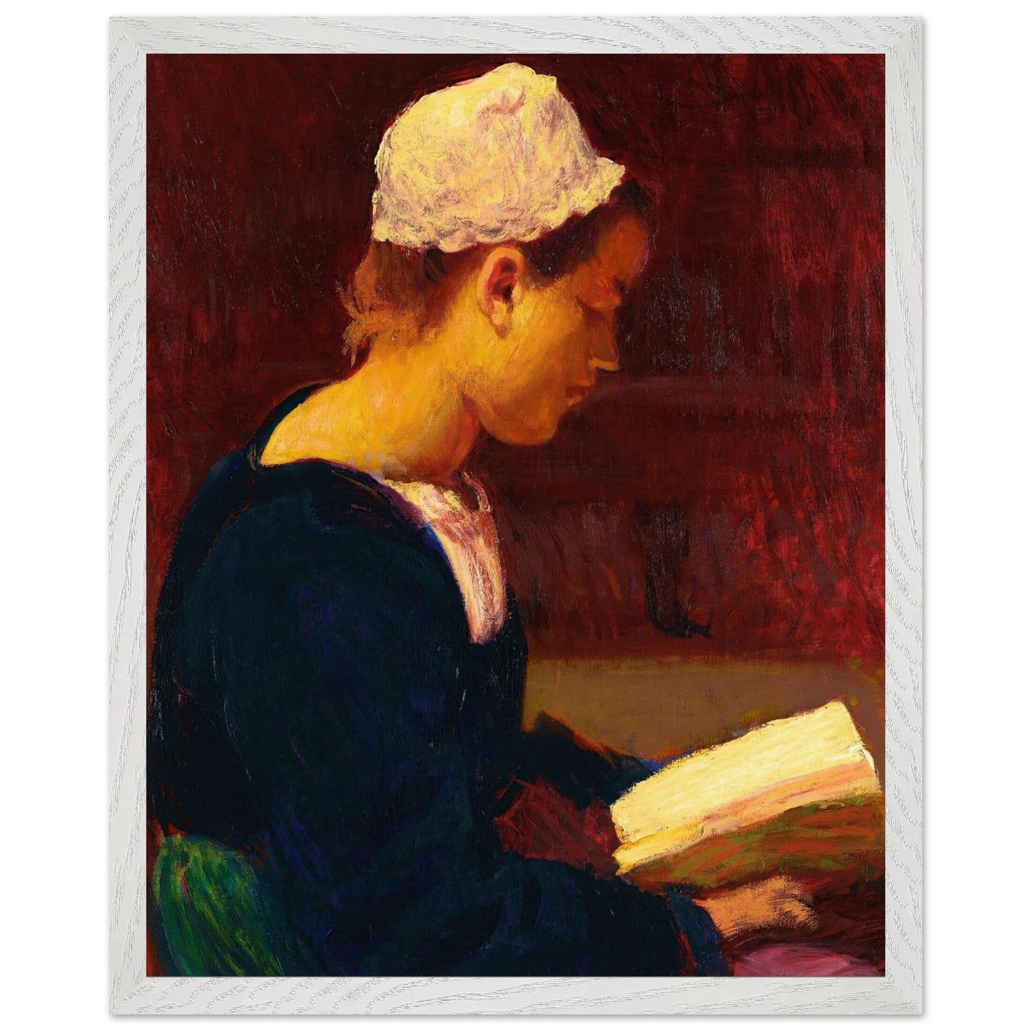 Breton Girl Reading by Roderic O'Conor art print, interior setting