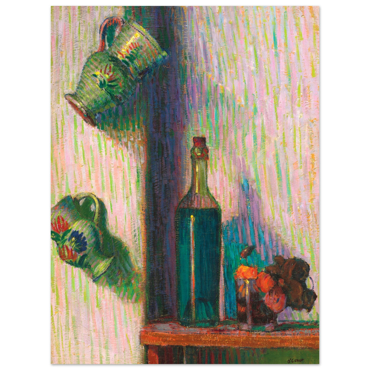 Flowers, Bottle and Two Jugs – Roderic O’Conor Art Print – size comparison view | Buy Irish Art