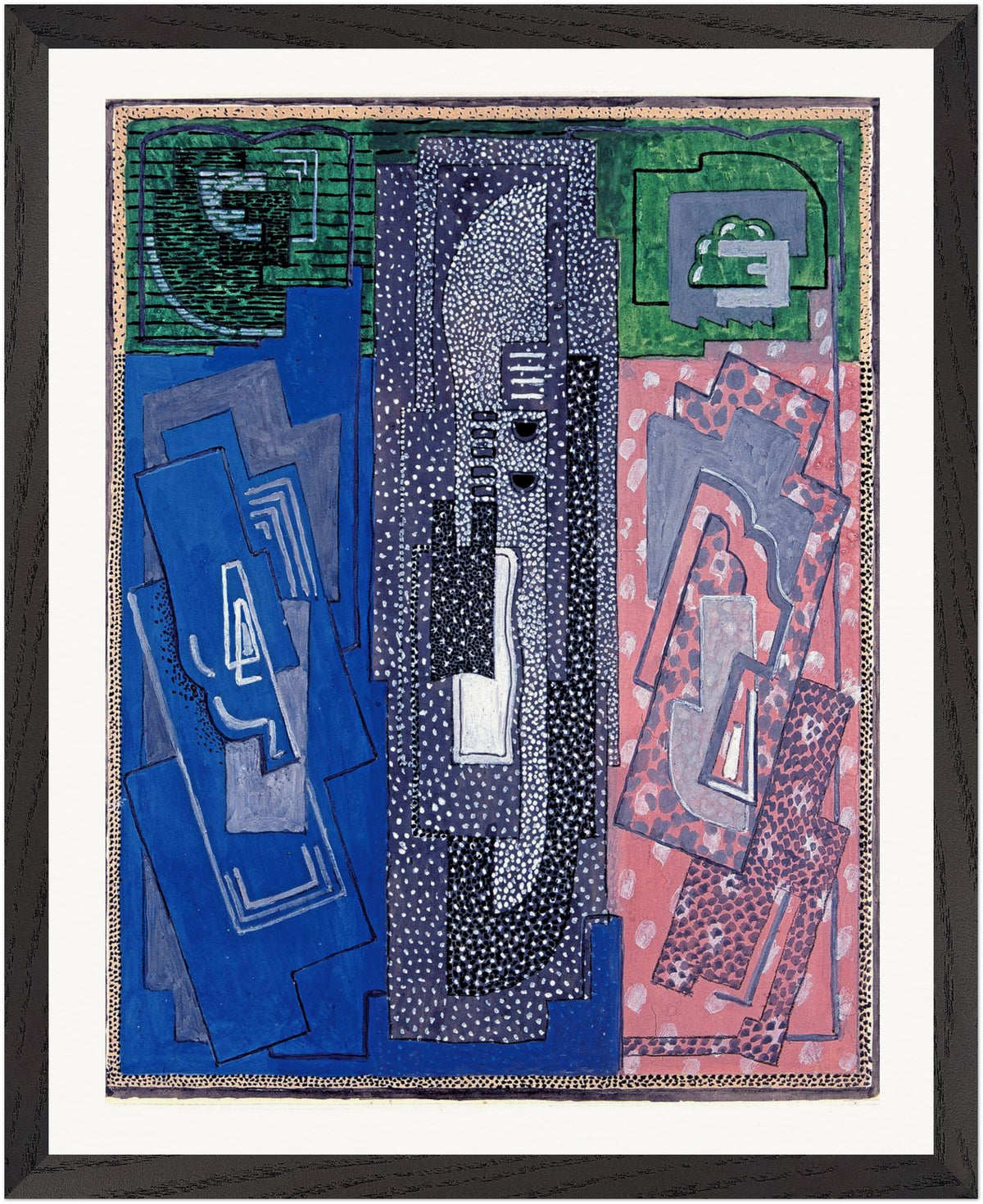 Four Element Composition by Mainie Jellett 40x50 cm framed in black hardwood frame Irish abstract art print