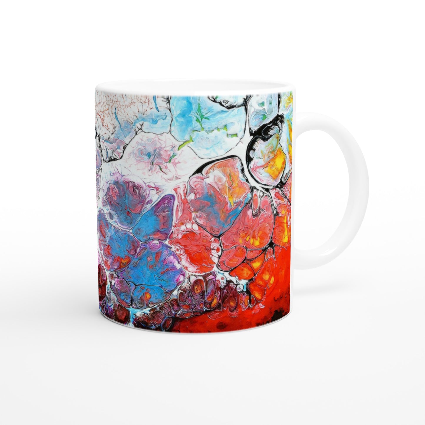 Lebhafte, mehrfarbige, minimalistische, abstrakte Tasse