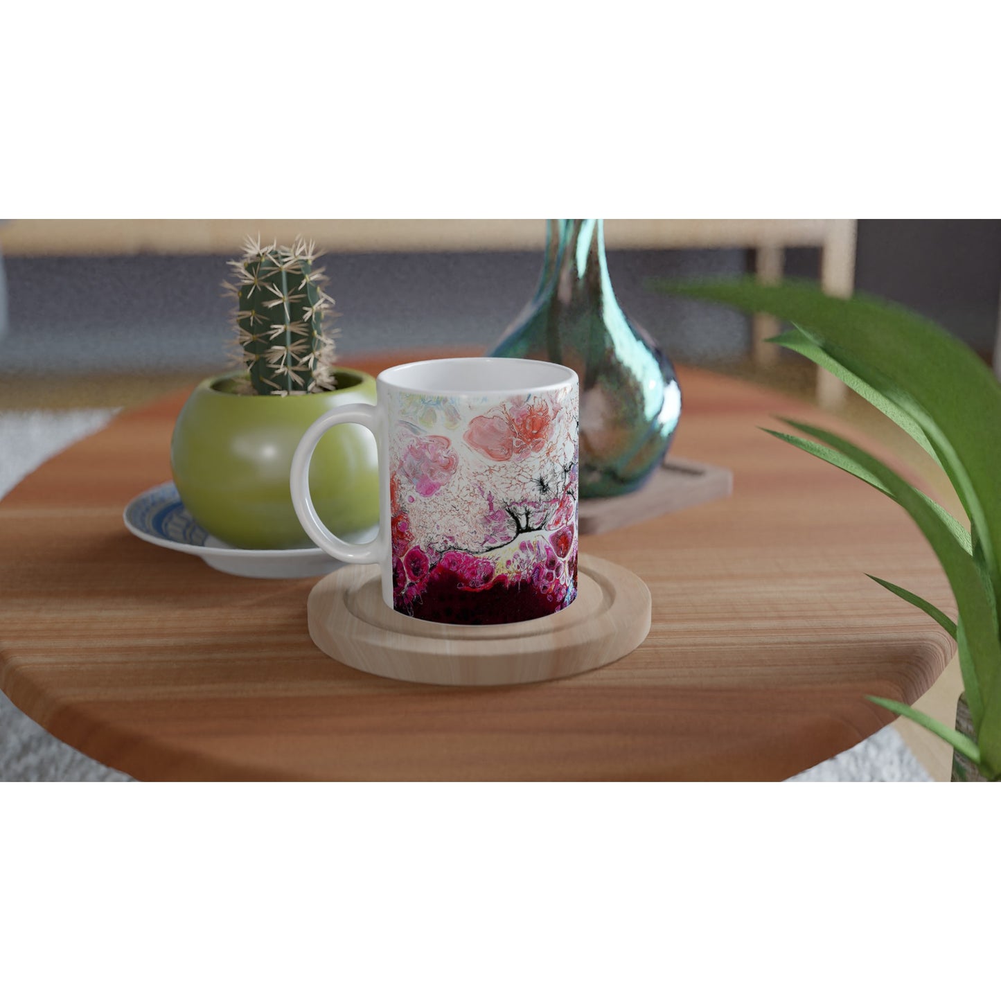 Lebhafte, mehrfarbige, minimalistische, abstrakte Tasse