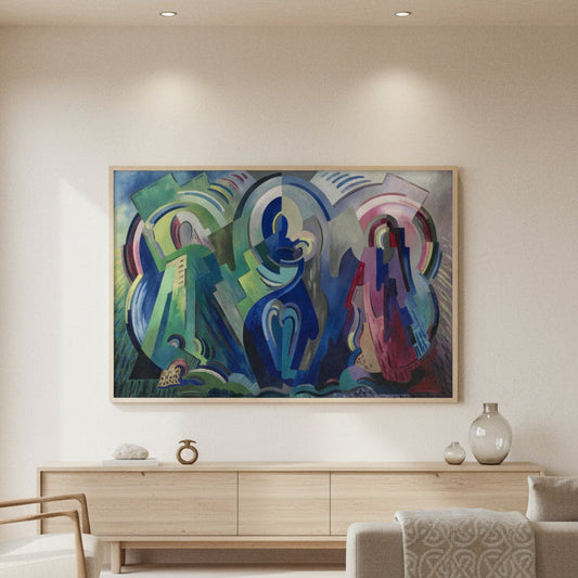 The Virgin of Éire by Mainie Jellett, art print in a bright living room