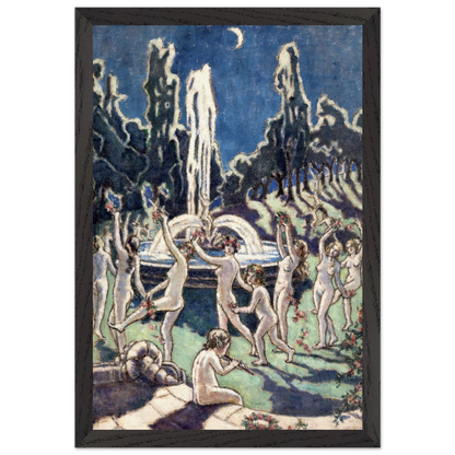 Figures Dancing Round a Fountain by Mainie Jellett - framed print on a wall
