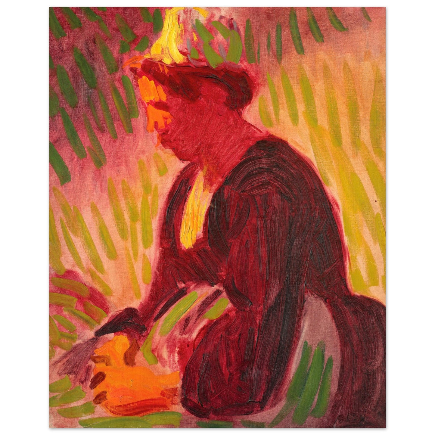Peasant Woman Seated Outdoors – Roderic O’Conor Collector’s Edition Size: 40x50 cm / 16x20 – close-up | Buy Irish Art