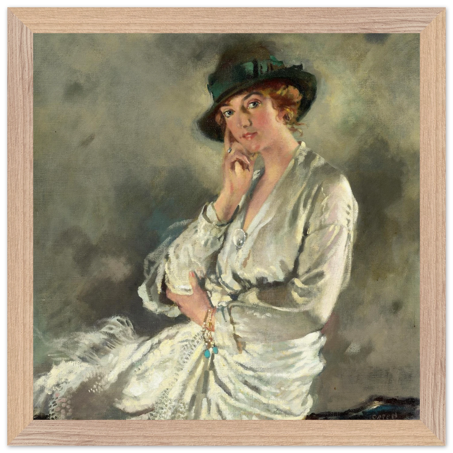 Mrs Charles S. Carstairs by William Orpen art print – black frame view | Buy Irish Art