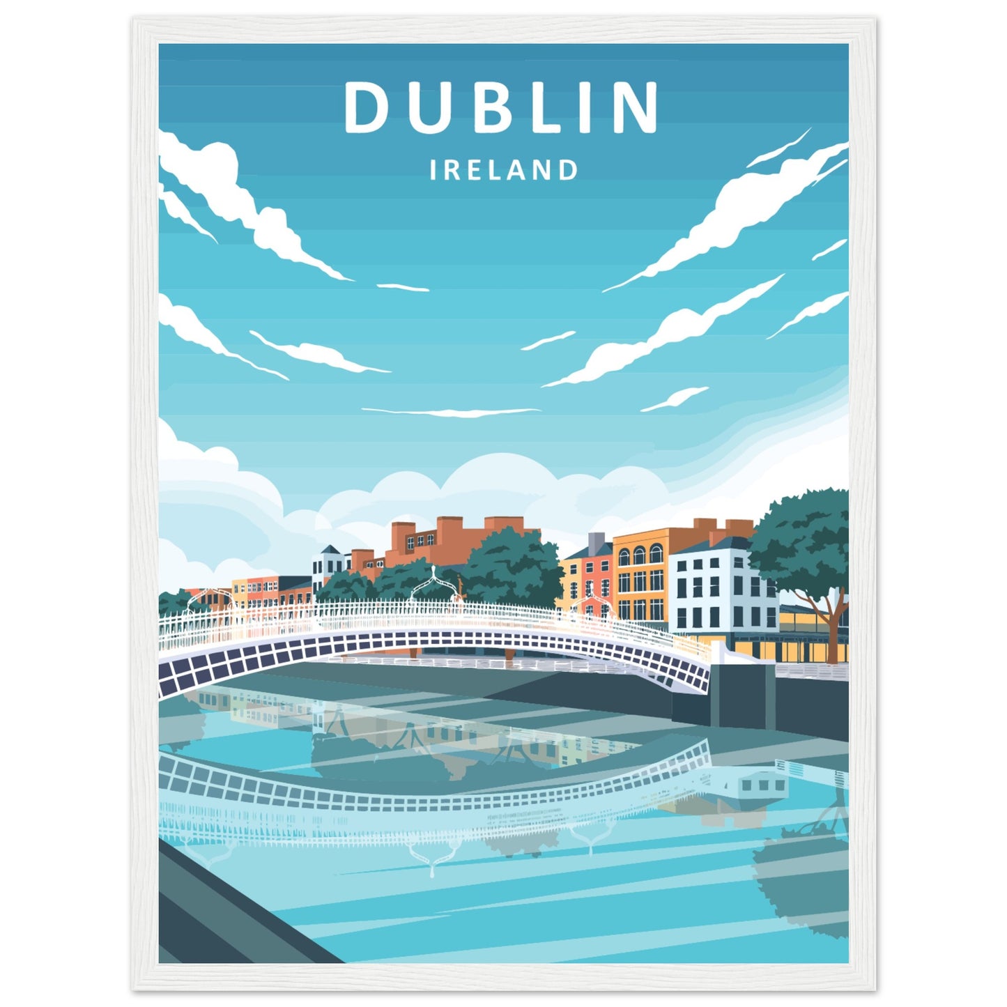 Dublin City Ireland Retro Travel Framed Art Print – view 24 | Buy Irish Art