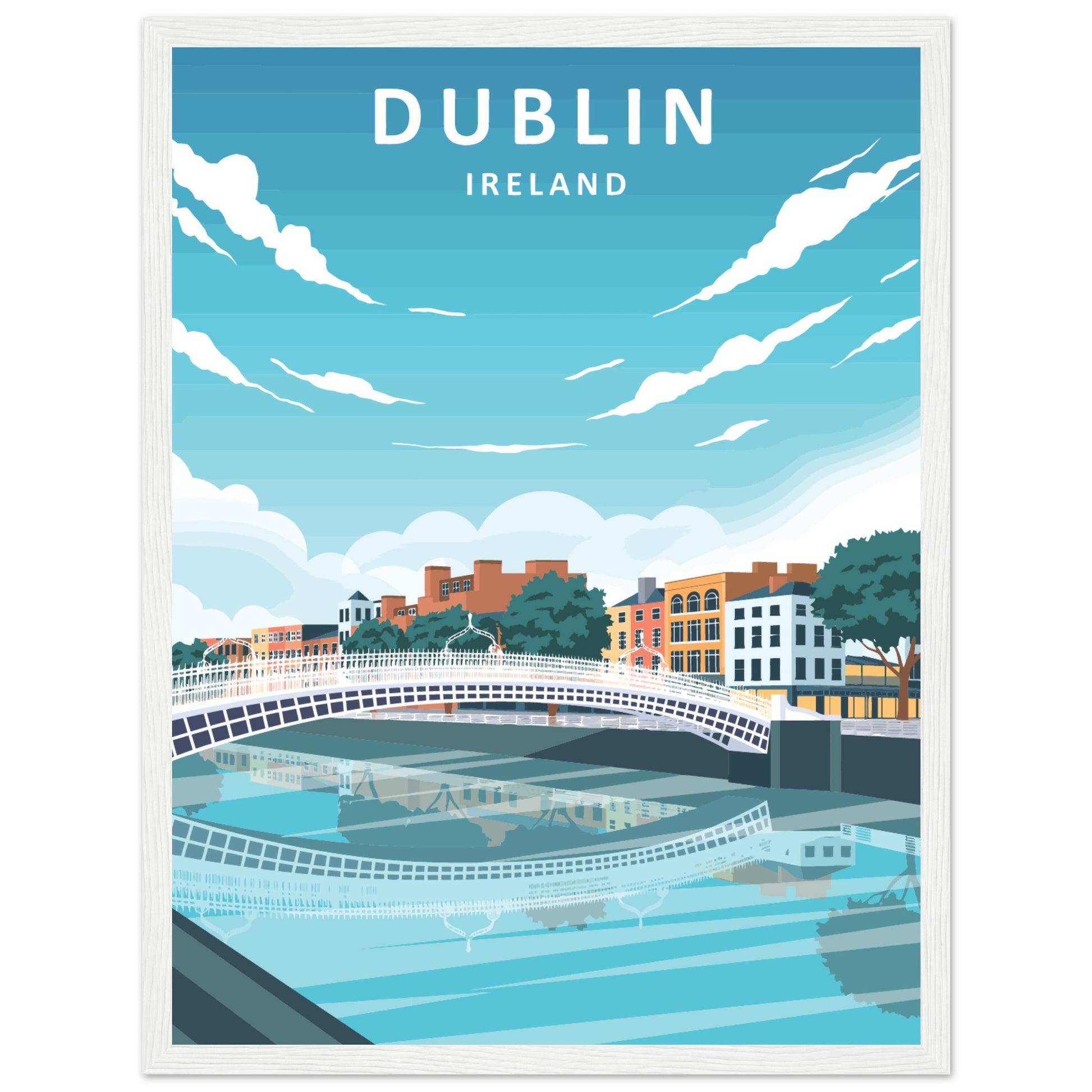 Dublin City Ireland Retro Travel Framed Art Print – view 24 | Buy Irish Art