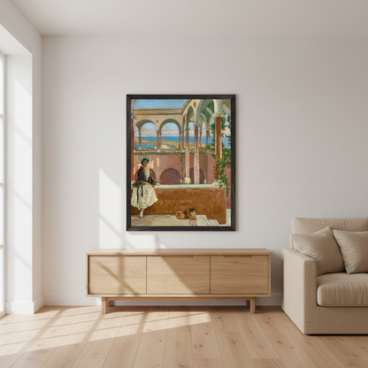 A Villa on the Riviera, Sir John Lavery art print, 40 × 50 cm framed in wood