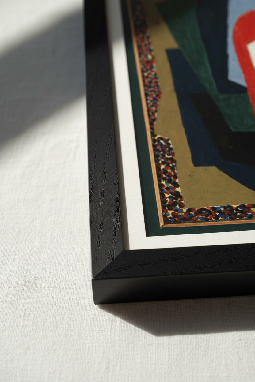 Decoration (1923) by Mainie Jellett - framed Irish cubist art print, portrait room setting