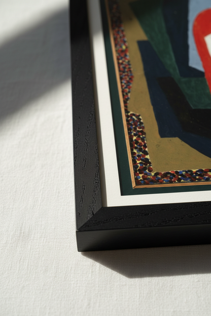 Decoration (1923) by Mainie Jellett - framed Irish cubist art print, portrait room setting