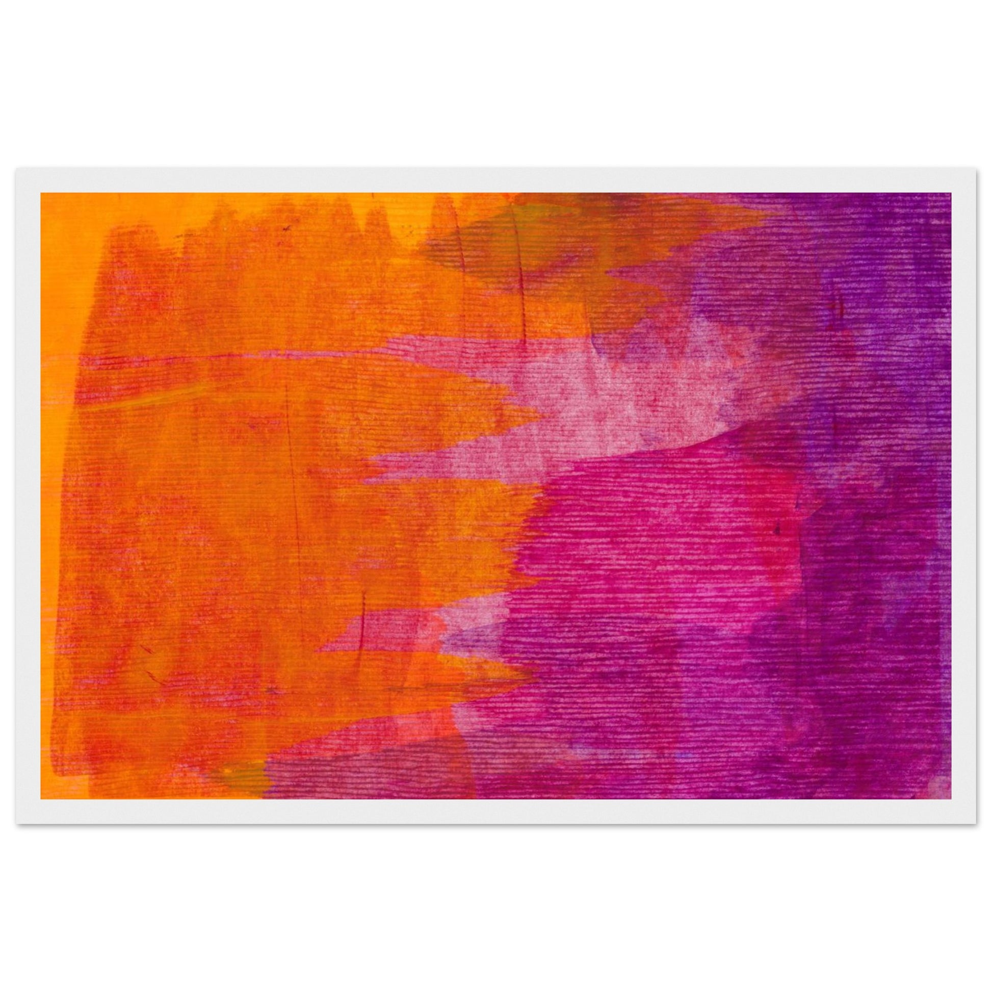 Minimalist Abstract Modern Style Orange & Pruple Framed Print – room setting display | Buy Irish Art