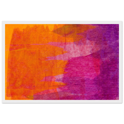 Minimalist Abstract Modern Style Orange & Pruple Framed Print – room setting display | Buy Irish Art