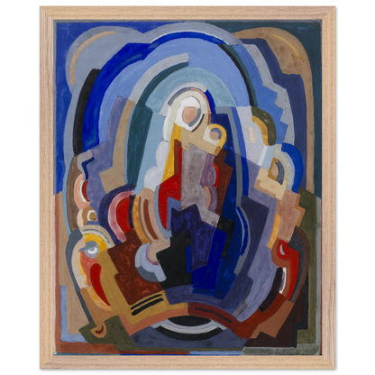 The Virgin and Child Enthroned by Mainie Jellett, framed print in white wood frame