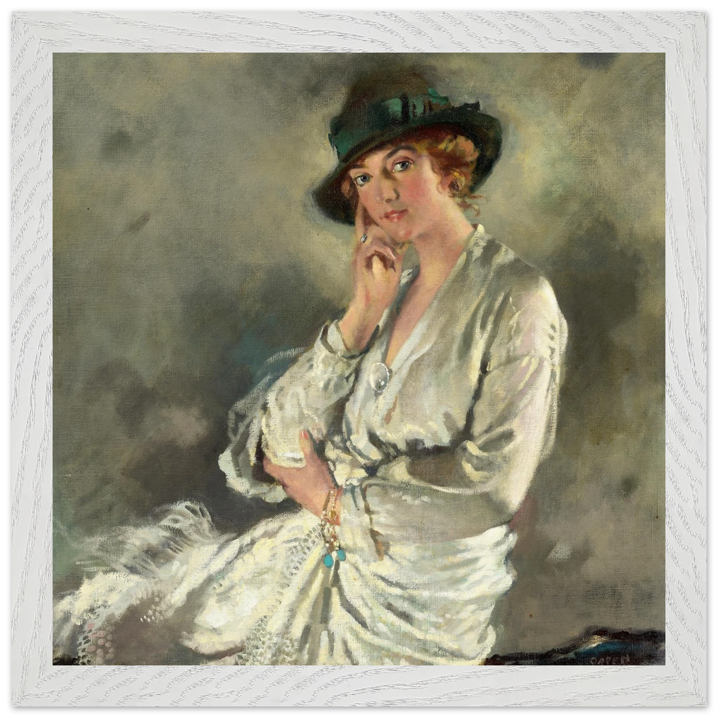 Mrs Charles S. Carstairs by William Orpen art print – white frame view | Buy Irish Art