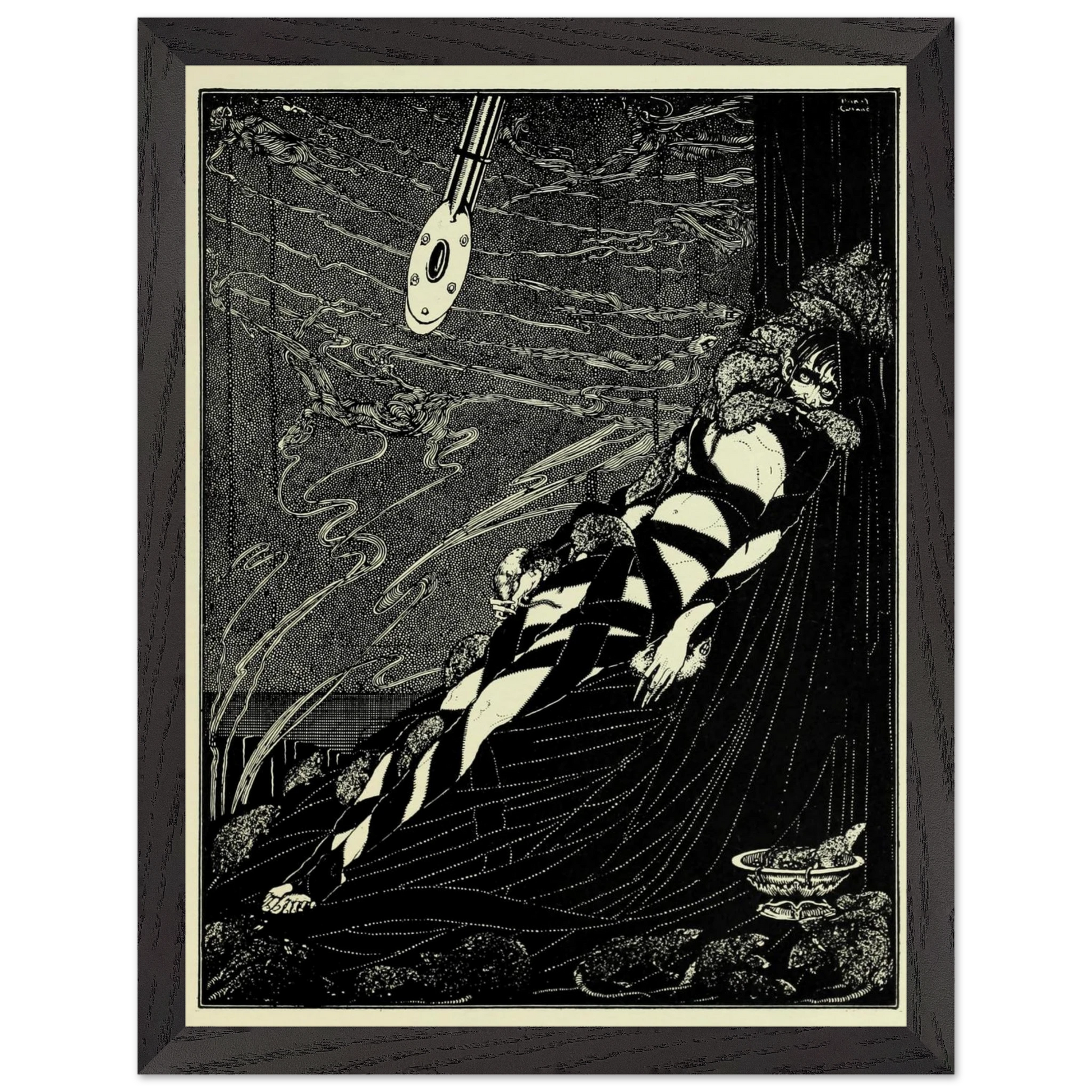 Harry Clarke Art Print – Poe’s Tales of Mystery (1923) – “Swarmed Upon Me” | Museum-Quality Framed Reproduction – framed print close-up | Buy Irish Art