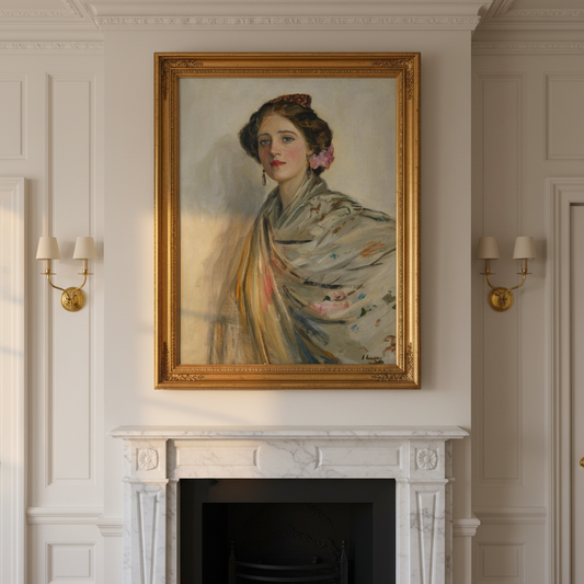 A Fair Spaniard, Mrs Chowne by Sir John Lavery art print – main artwork view | Buy Irish Art